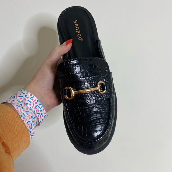 Bamboo black croc loafers - Picture 4 of 6